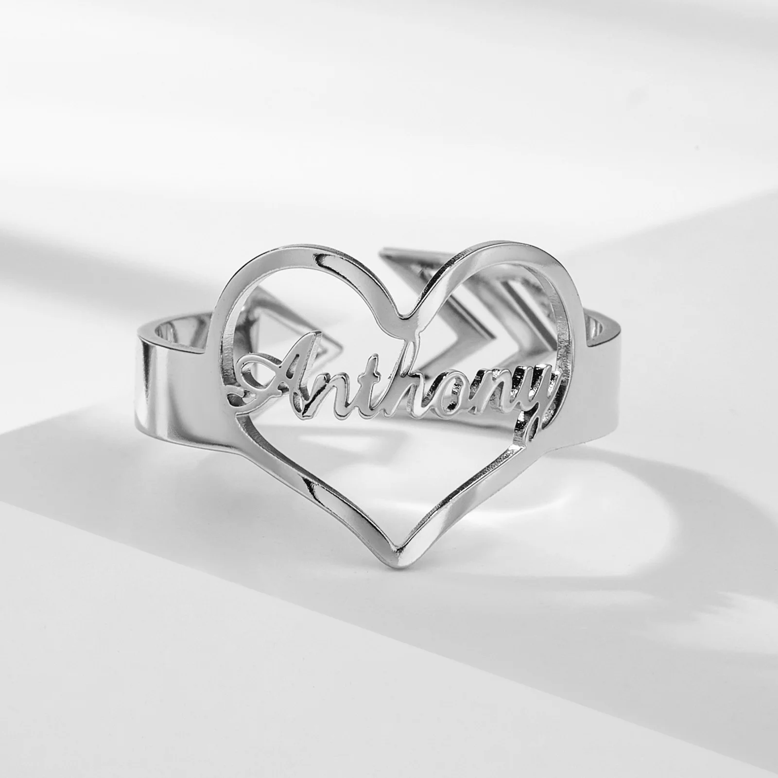 Sipuris Women Rings Love Heart Stainless Steel Custom Name Ring Trend Adjustable Opening  Fashion Jewelry Gifts for Women 2024