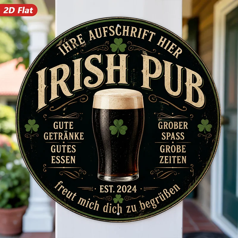 2D Flat - 【2D Flat】 2D Flat - [2D Flat] 2D Flat Print 1pc Round Metal Iron Sign Irish Pub Vintage Wall Art, Dark Beer Pint Glass