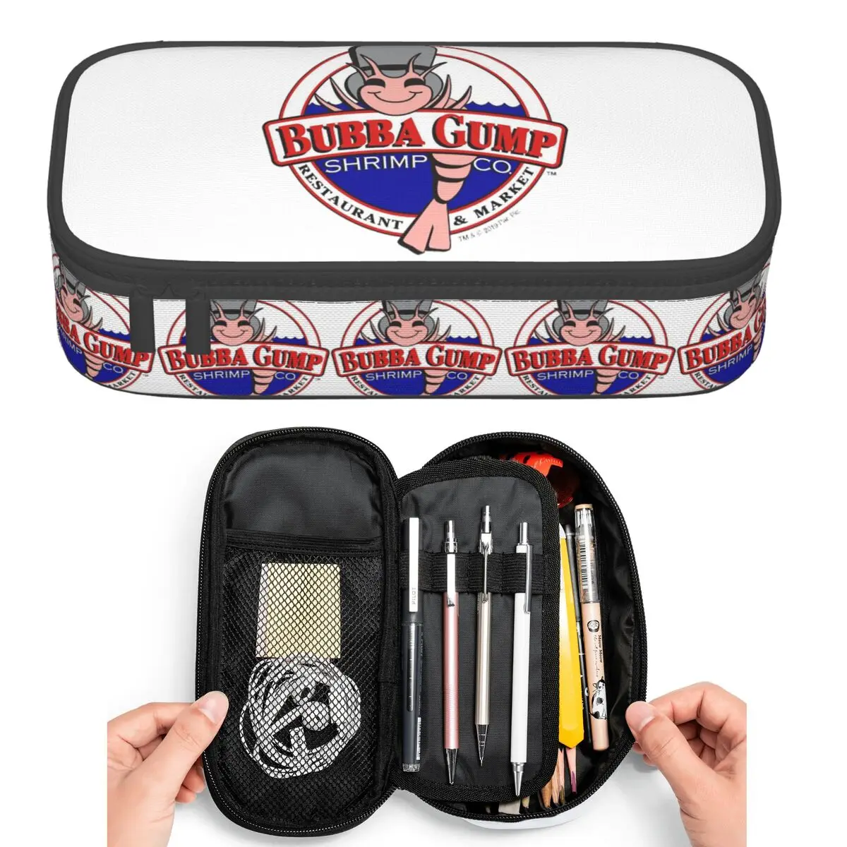 Estuches para lápices con diseño de camarones y mariscos de Bubba Gump Forest para estudiantes, caja para lápices, bolsa para lápices de gran capacidad, estuche para lápices, soporte para bolígrafos