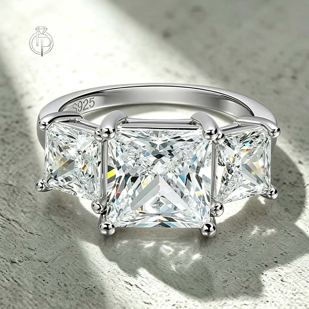 HORRIPAL New Princess Cut Moissanite Ring for Women High Quality S925 Sterling Silver GRA Wedding Engagement Shiny Fine Jewelry