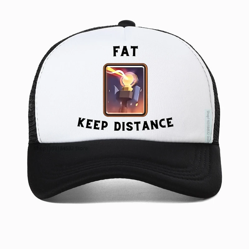 

Fat Keep Distance Girl hat Women Joke Humor Gift for Him and Her Kawaii Cute Memes Baseball Cap funny Print mesh Trucker hat
