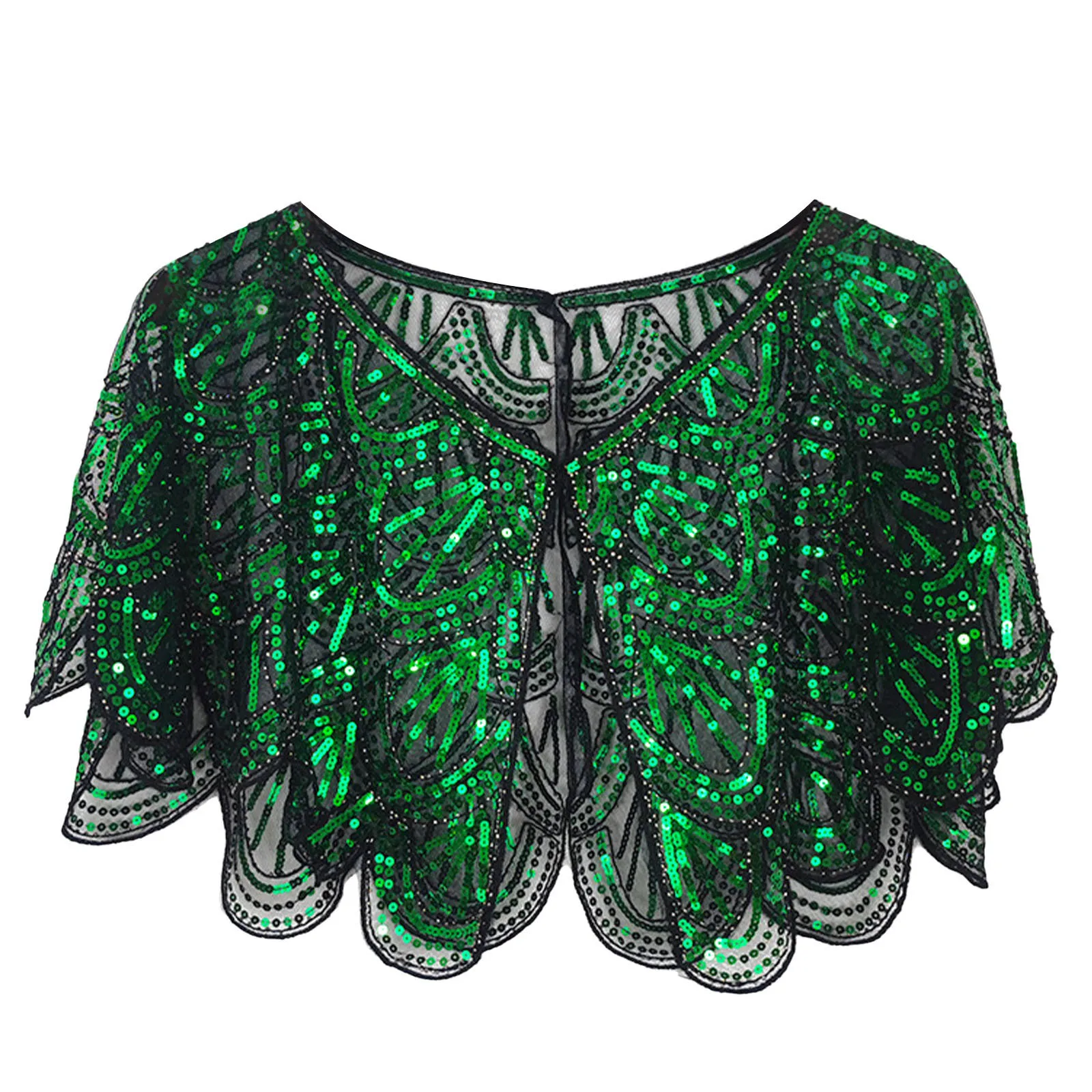 Women Vintage 1920s Shawl Sparkly Sequins Beaded Cape Bolero Cocktail Party Shrug Retro Evening Shawl Covers Ups Flapper Wrap
