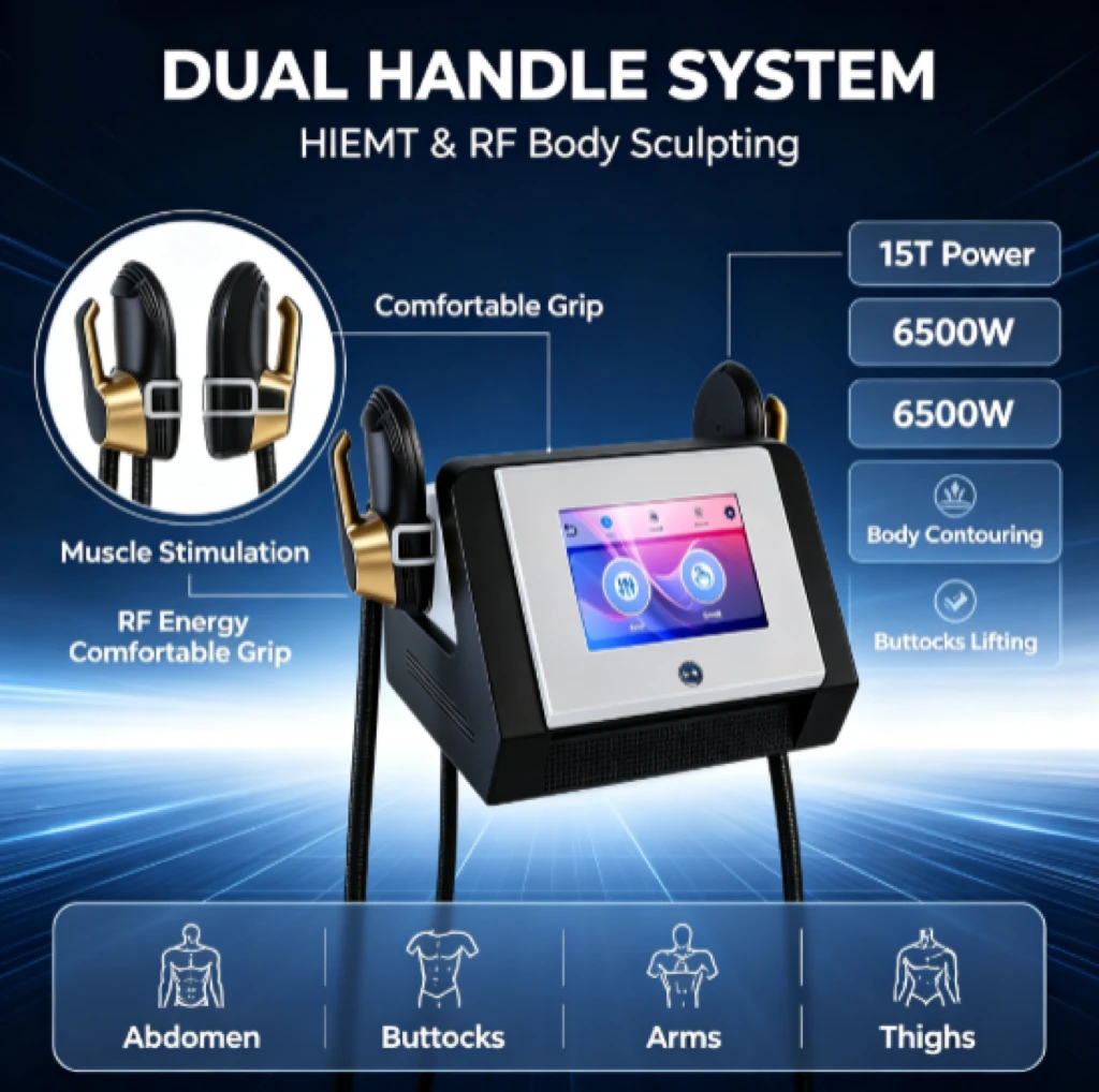 6500W High Power Body Contouring Machine | Dual Handles | Muscle Building & Fat Reduction | Manual/Auto Modes | 2-Year Warranty