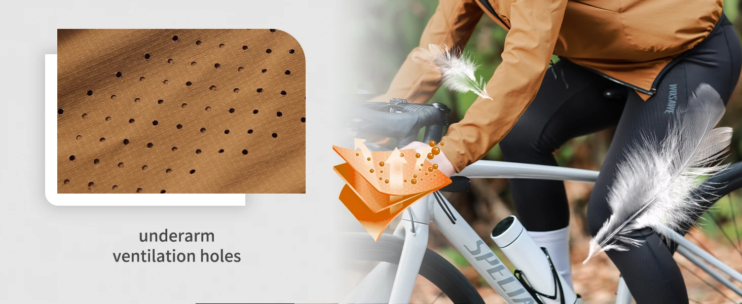 WOSAWE Unisex Fahrradjacke Wasserabweisend Leichtgewicht Herren Windbreaker Doppelreißverschluss YKK Reflektierend – Detail 5