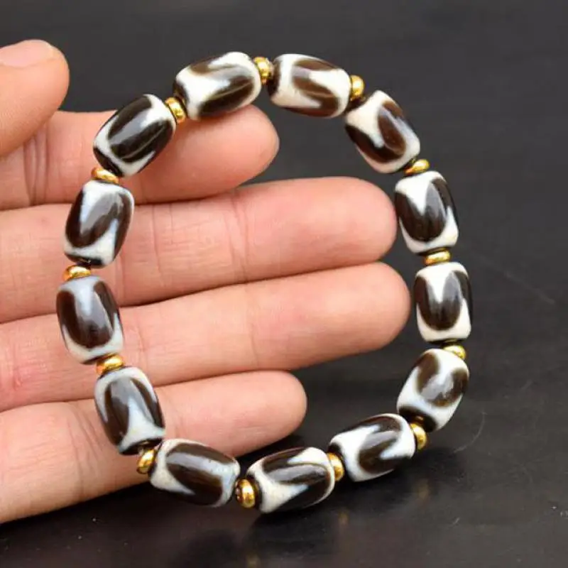 

Tibetan Buddhism Fengshui Agate Tiger Teeth Dzi Beads Bracelet Men Women Fine Jewelry Tibetan Old Agate Lucky Amulet Bracelets