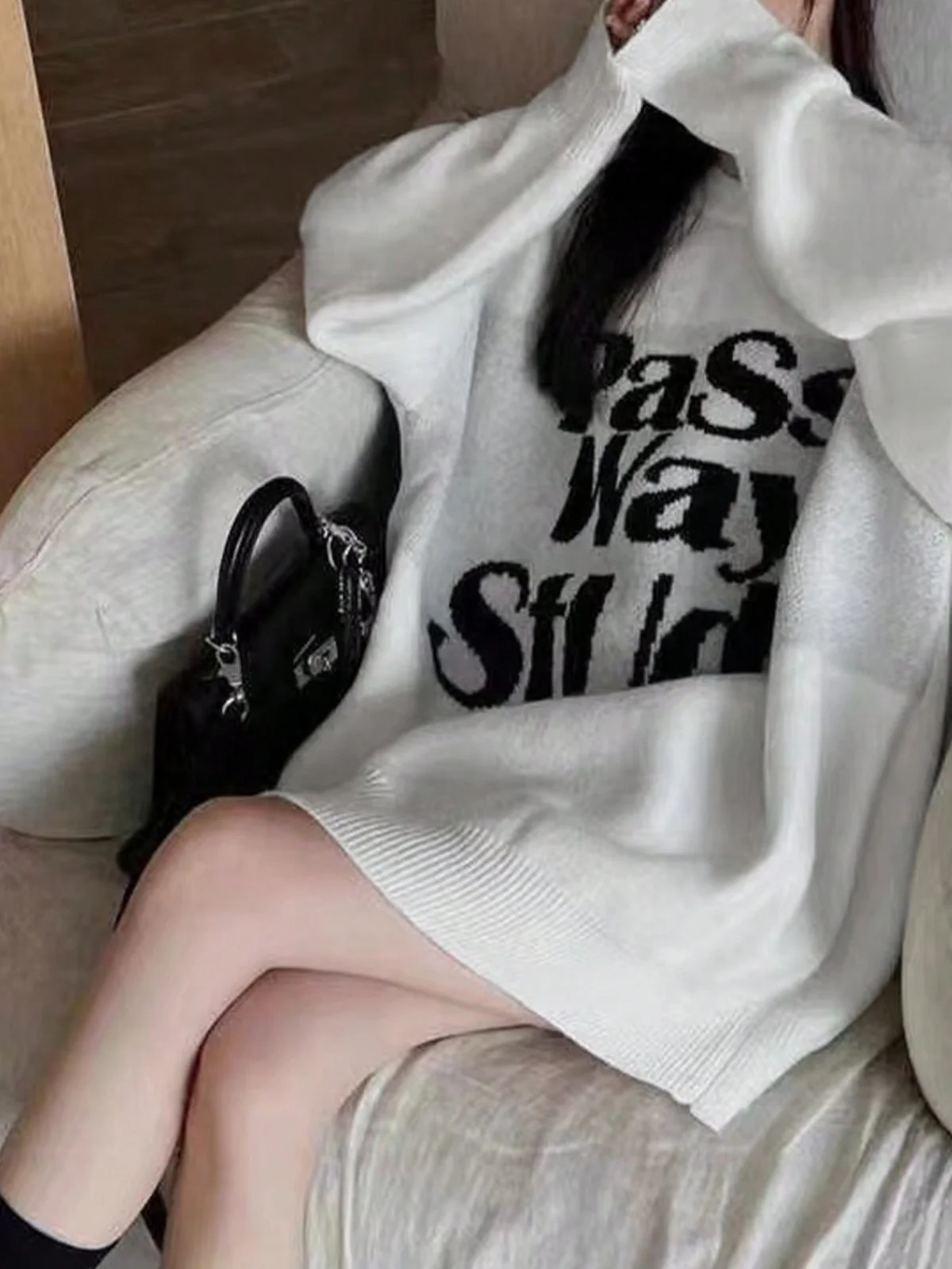 Dongda Gate الخريف إلكتروني التطريز جولة Ne Long Sve فضفاض كسول Sle منتصف طول هوديي المرأة الدافئة الحرارية محبوك S... #1