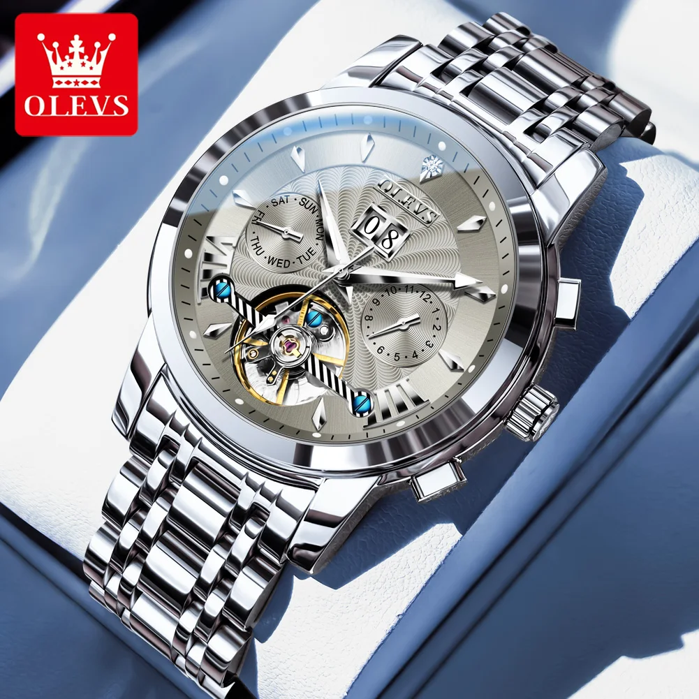 

OLEVS мужские часы лучший бренд класса люкс бизнес оригинальные автоматические механические наручные часы водостойкий светящийся календарь с автоподзаводом