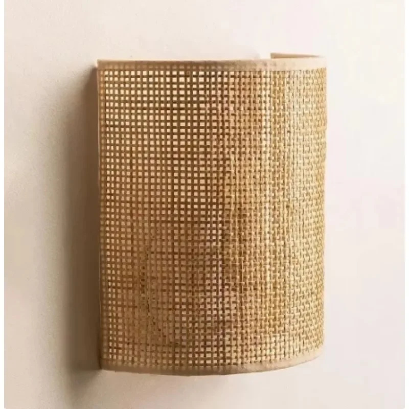 Hemp Rope Wall Sconces Retro Rattan Weaving Light Apply for Living Room Bedroom Bedside Homestay Corridor Decorative Lighting