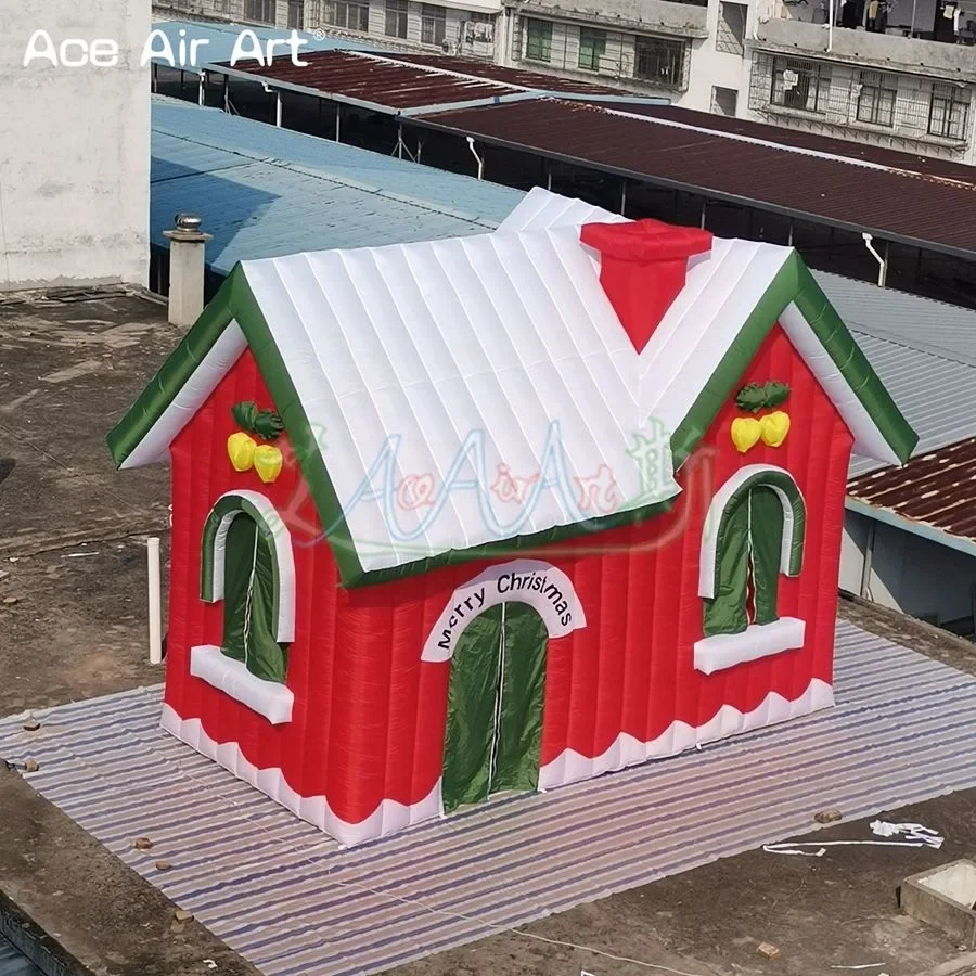 Custom 6x3m Giant Christmas Tent Inflatable Santa Grotto Red Christmas Village House/Holiday Inflatable Decorate Toy For Kids