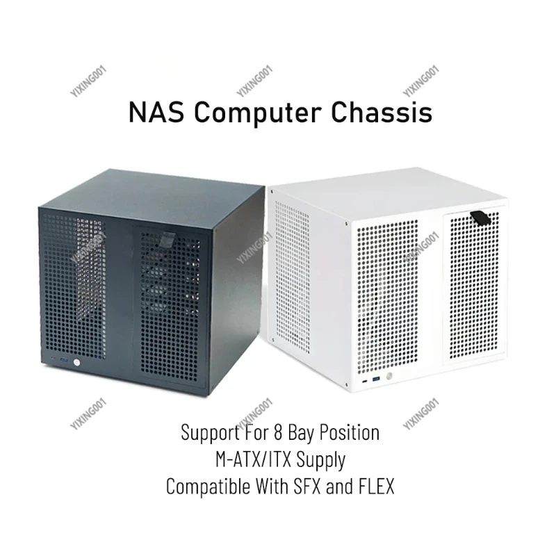Hot Sagittarius 8-Bay NAS Case Black White Backplane ATX Power MATX Full Height PCIE UNRAID - view 3