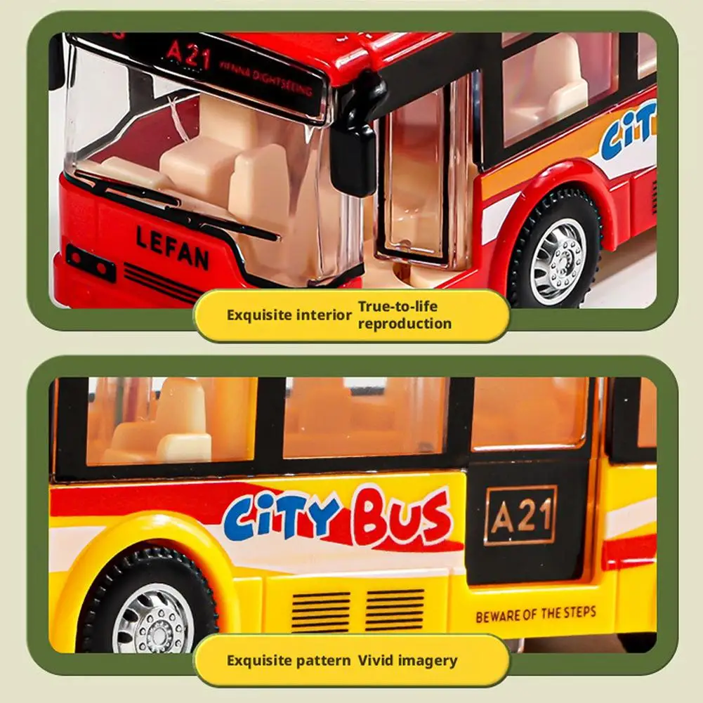 Autobús Urbano de Juguete con Retroceso, Modelo Realista de Vehículo de Transporte Público, Funciona por Fricción, Regal