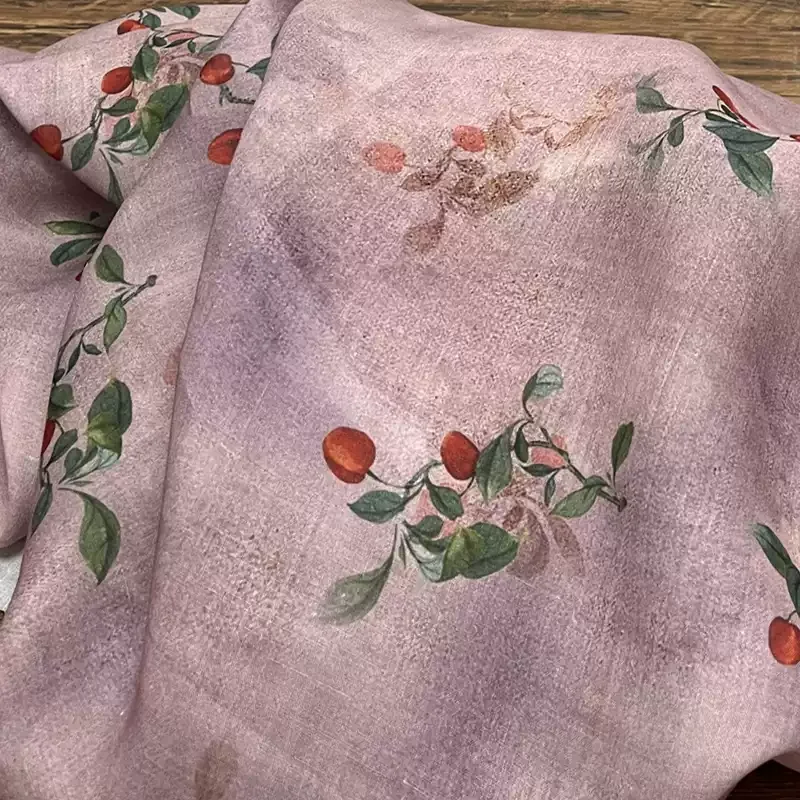 

Purple pure ramie printed fabric, used for making high-end summer clothing sewing fabrics.