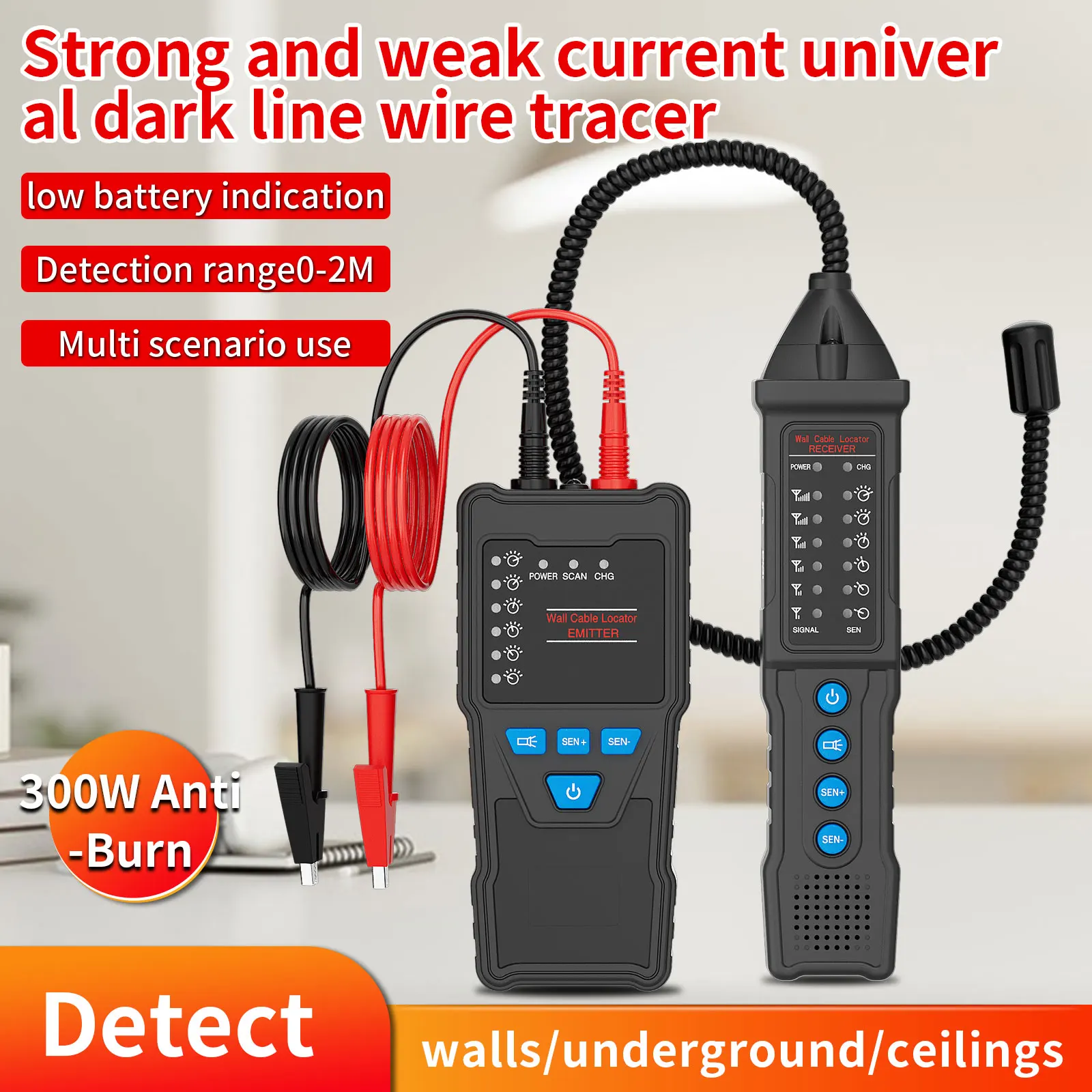 

Underground Cable Tracker High& Low Voltage Wire Tracker Anti-Interference Cable Locator Wire Locator Network Line Finder