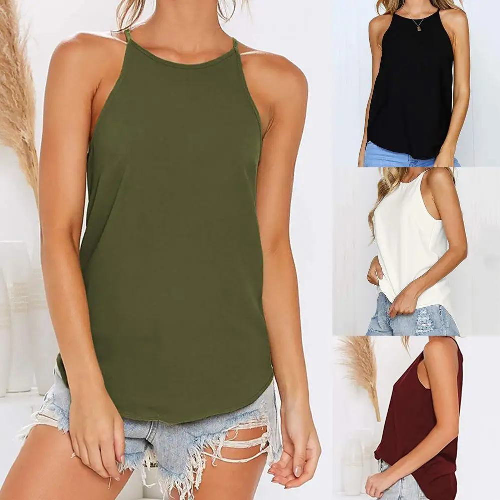 

4 Colors Slim Women Vest Bright-colored Cotton Blend Top Casual Style Skin-friendly Summer Vest For Dating