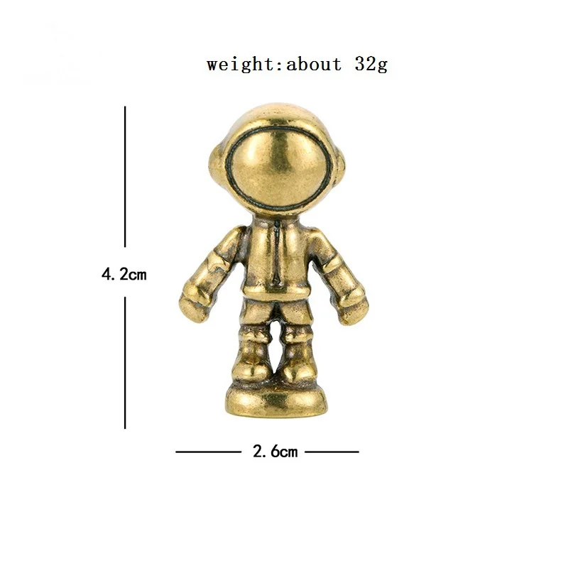 Retro Brass robot Cartoon Character Astronaut Figurines Miniatures Solid Toy Desk Ornament Home Decoration Accessories Crafts