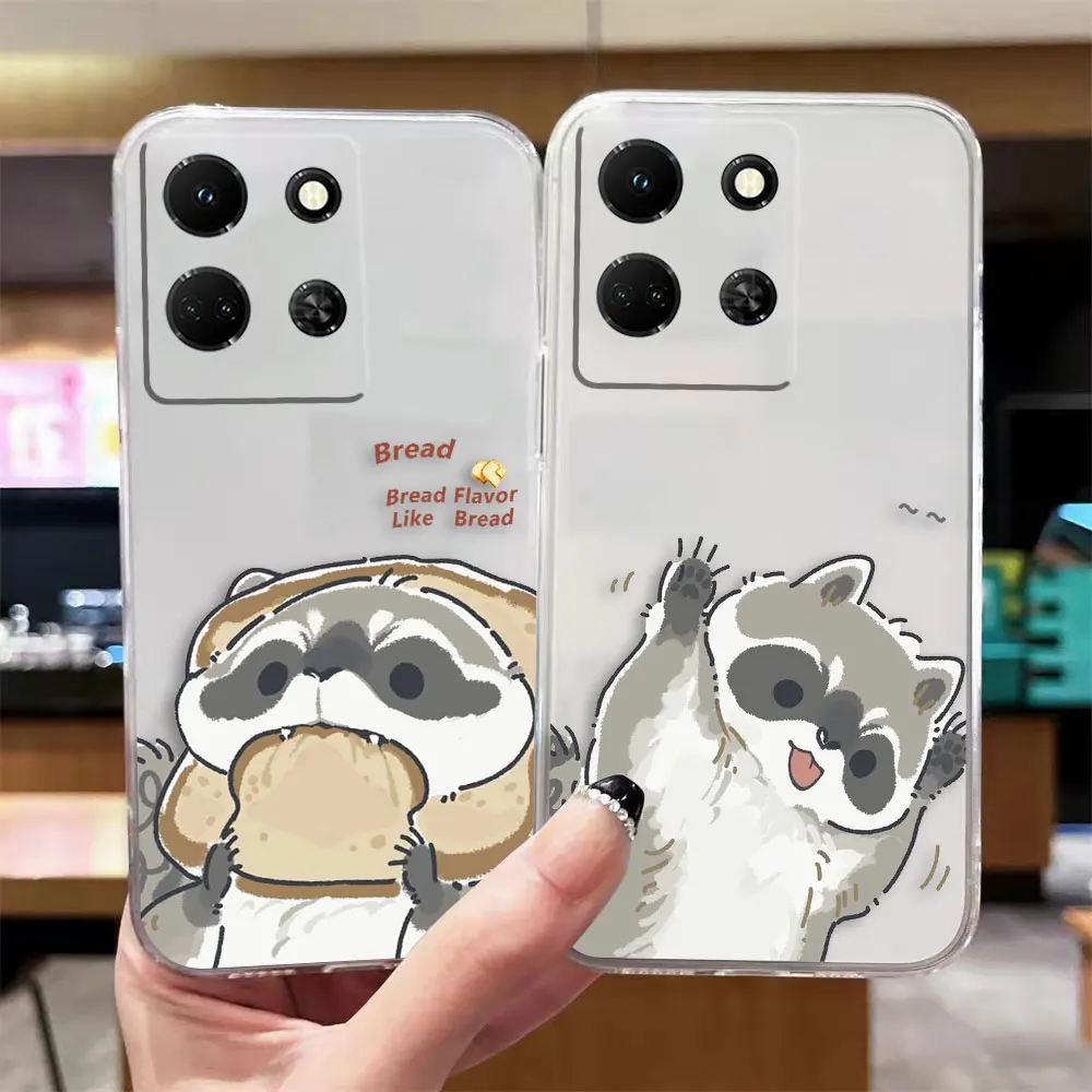 Clear Phone Case For Infinix NOTE 10 11 12 30 30i SMART 5 6 7 ZERO CAMON 19 20 PRO Silicone Case Funda Capa Shell Lovely Raccoon