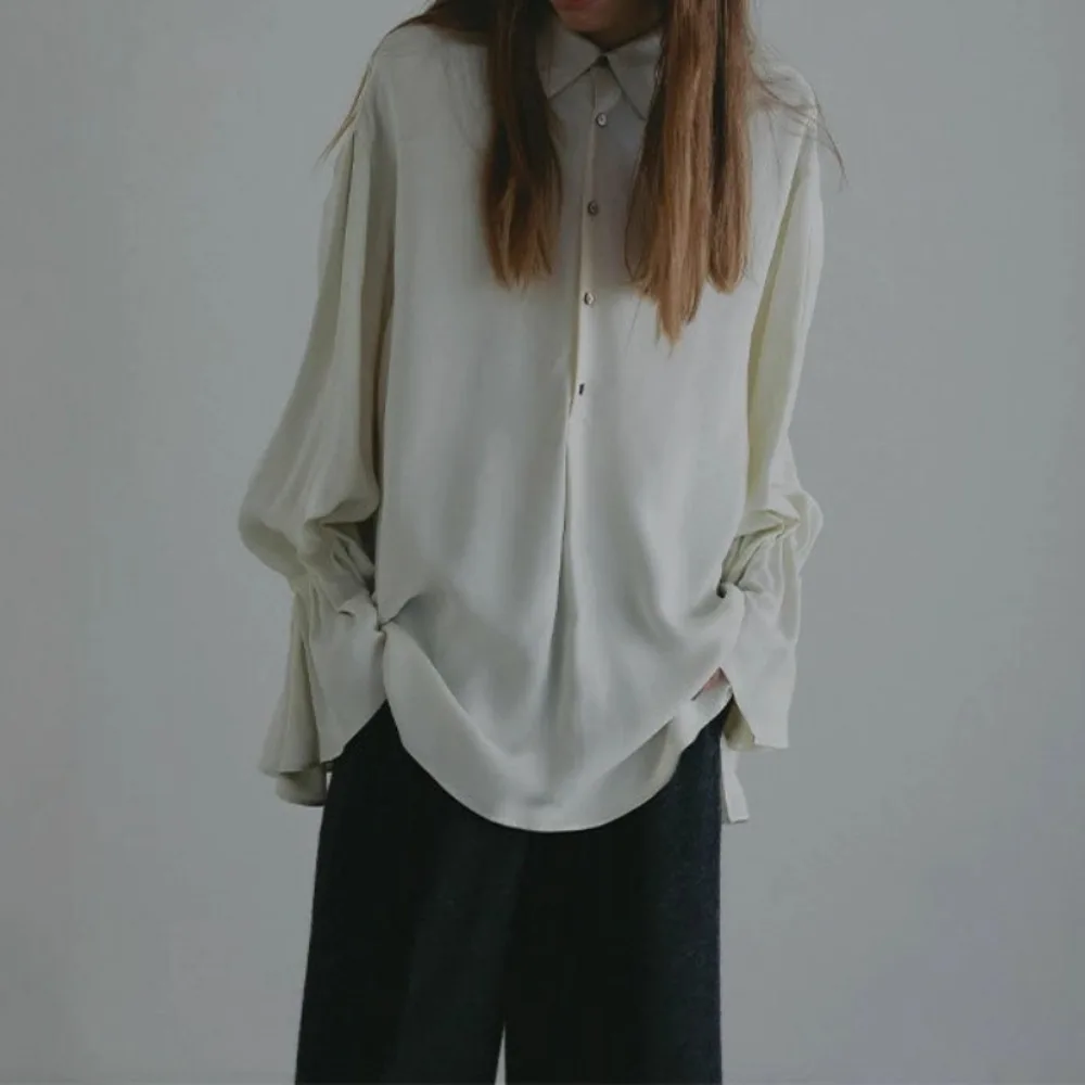 

Свободная мягкая тонкая рубашка во французском стиле Ropa Mujer, новая элегантная модная винтажная рубашка, японский повседневный модный топ с расклешенными рукавами, лидер продаж