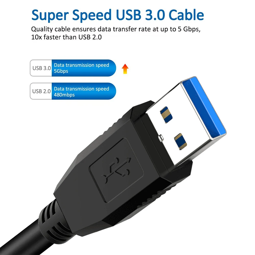 ZOGUO Super Speed USB3.0 kabel drukarki USB 3.0 A do B męski do Canon Epson zewnętrzny dysk twardy skaner przewód drukarki 0.5/2/3/5M