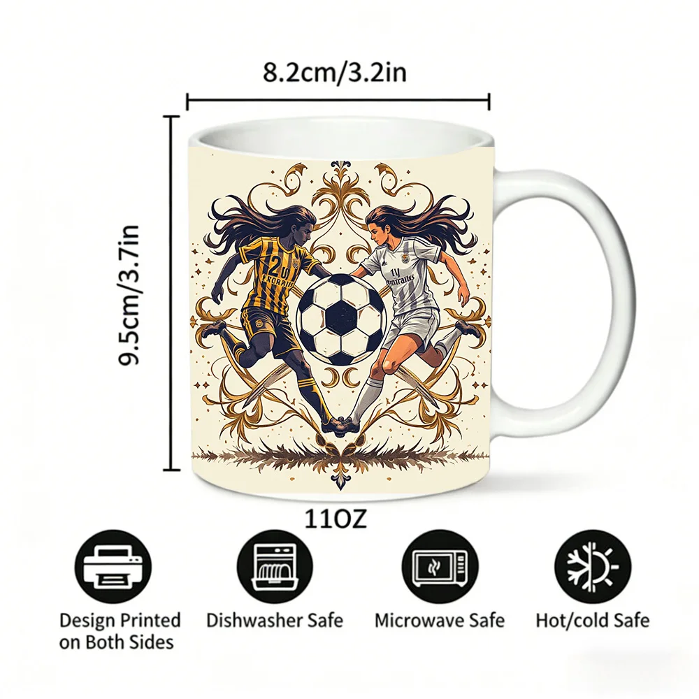 Artistic Design Featuring Two Athletes in Motion Mug with a bottle opener function of 2026 Major Football Event