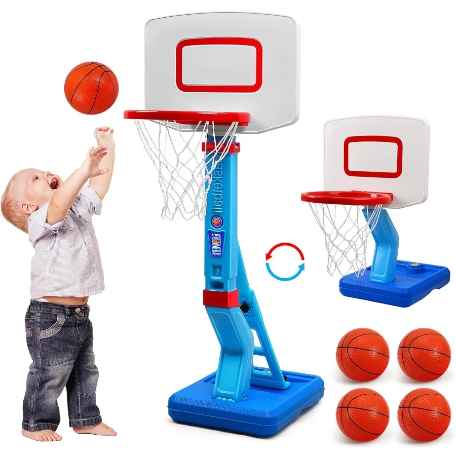 

Indoor Toddler Basketball Hoop Adjustable Mini Basketball Hoop with 4 Balls for Outdoor Poolside Birthday Christmas Sport Toys