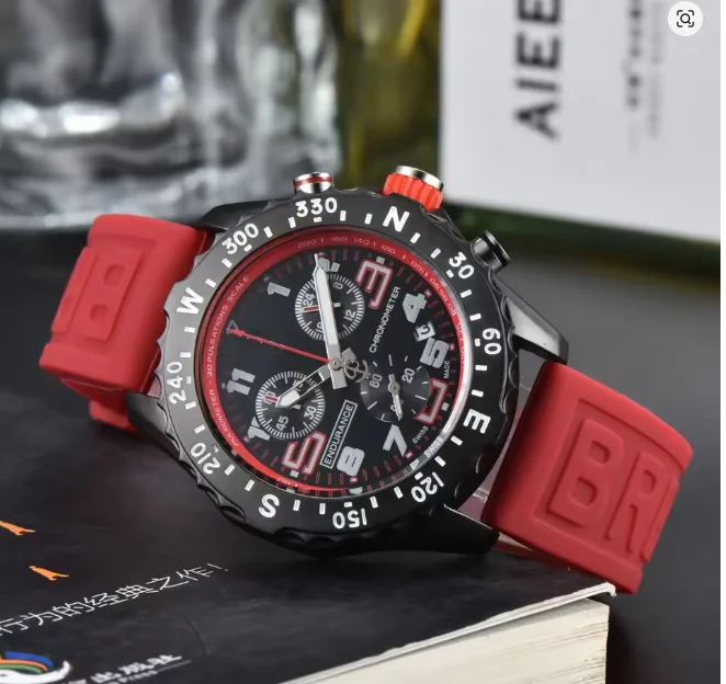 3A الرجال الفاخرة جولة الهاتفي الرجال المطاط حزام 42mm وظيفة كاملة الكوارتز ستة اليد ساعة كوارتز بكرونوغراف للرجال والنساء #2