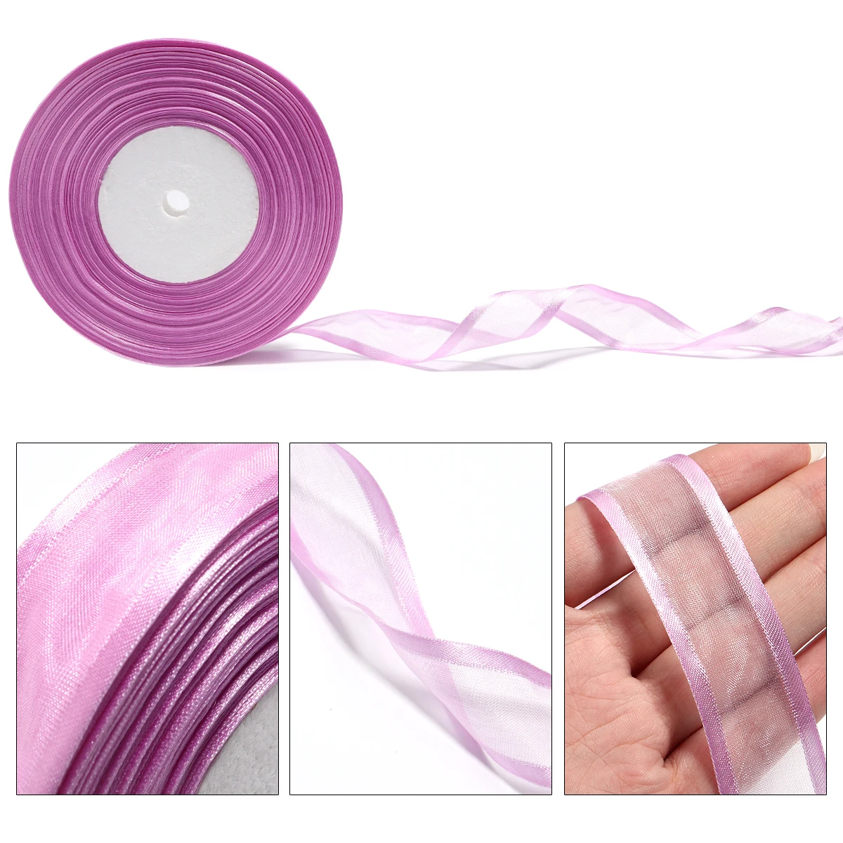50 Yards/Roll Colorful Organza Ribbons Width 2.5cm Satin Ribbon for DIY Bouquet Packaging Bow Gifts Party Decoration Materials