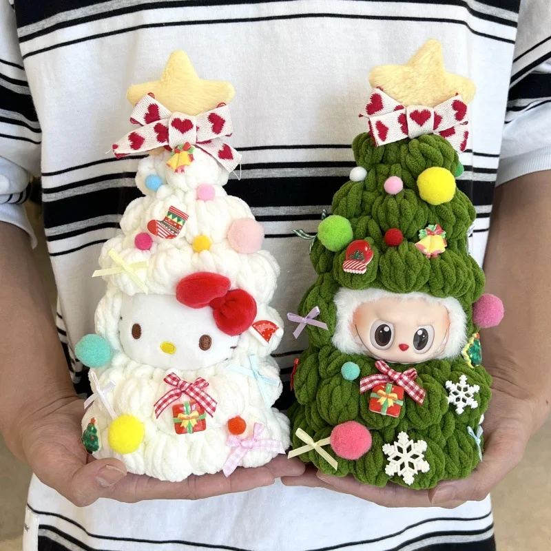 

Diy Handmade Material Package Soft Knitted Crochet Doll Clothes For Labubu 17cm Cute Christmas Tree Shape Outfit Xmas Gifts