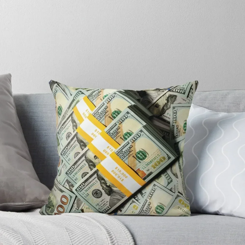 

100 Dollar Bill - Money Throw Throw Pillow covers for pillows christmas supplies pillow cover christmas pillow