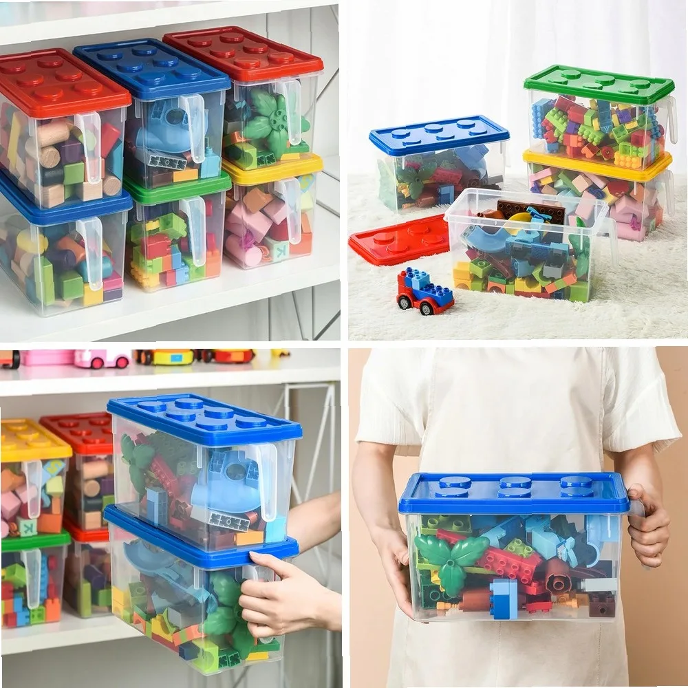 

Kids Building Block Storage Box with Handle – Stackable, Dust-Proof Toy Organizer Container for Home