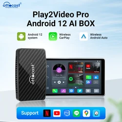 Ottocast 2in1 Play2Video PRO Wireless Carplay Android Auto Smart Ai Box Plug Play for Youtube Netflix IPTV Adapter for Car