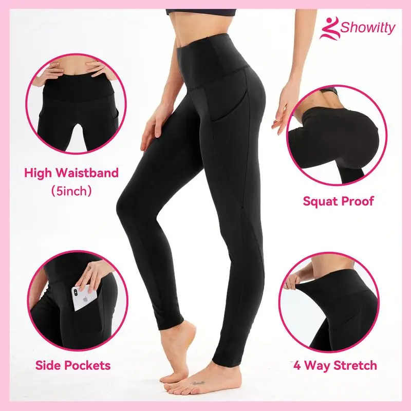 SHOWITTY 3 Pa Leggings for Women with Poets - Plus Size High Waist Women's Workout Running Yoga Pants