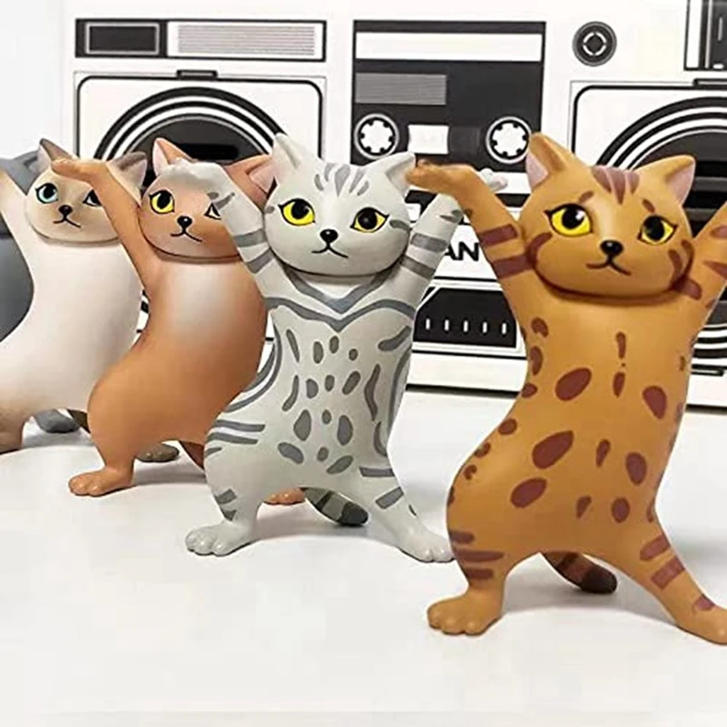 แท่นวางชุดหูฟังแมวเต้นรำ5ชิ้นแท่นวางปากกาแมวโลงศพแมวชั้นวางตั้งโต๊ะตกแต่งน่ารัก
