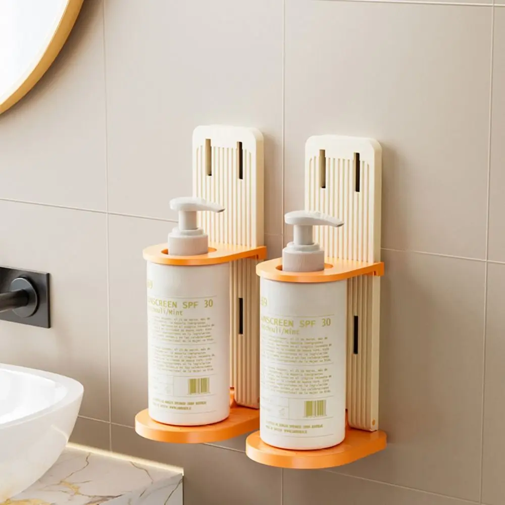 Portabottiglie per shampoo da 2 pezzi in altezza regolabile, pieghevole, per montaggio a parete, portasapone per le mani, multifunzione salvaspazio