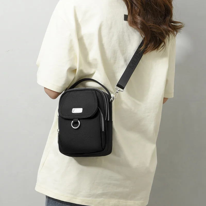 

Легкая большая сумка, нейлоновая женская сумка через плечо, повседневная мини-сумка с несколькими отделениями на молнии, съемный плечевой ремень