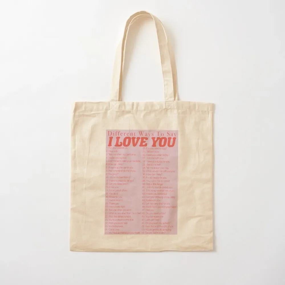 Different Ways to Say, I Love You Tote Bag Canvas shoulder bag shopping cart bags bags woman 2026