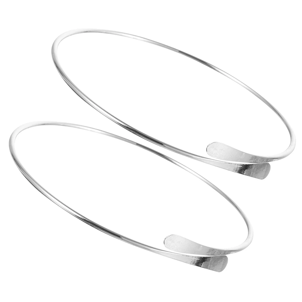 

2pcs Adjustable Metal Cuff Bracelets For Women Stylish Bangles Expandable Wrist Jewelry Teen Lightweight Minimalist