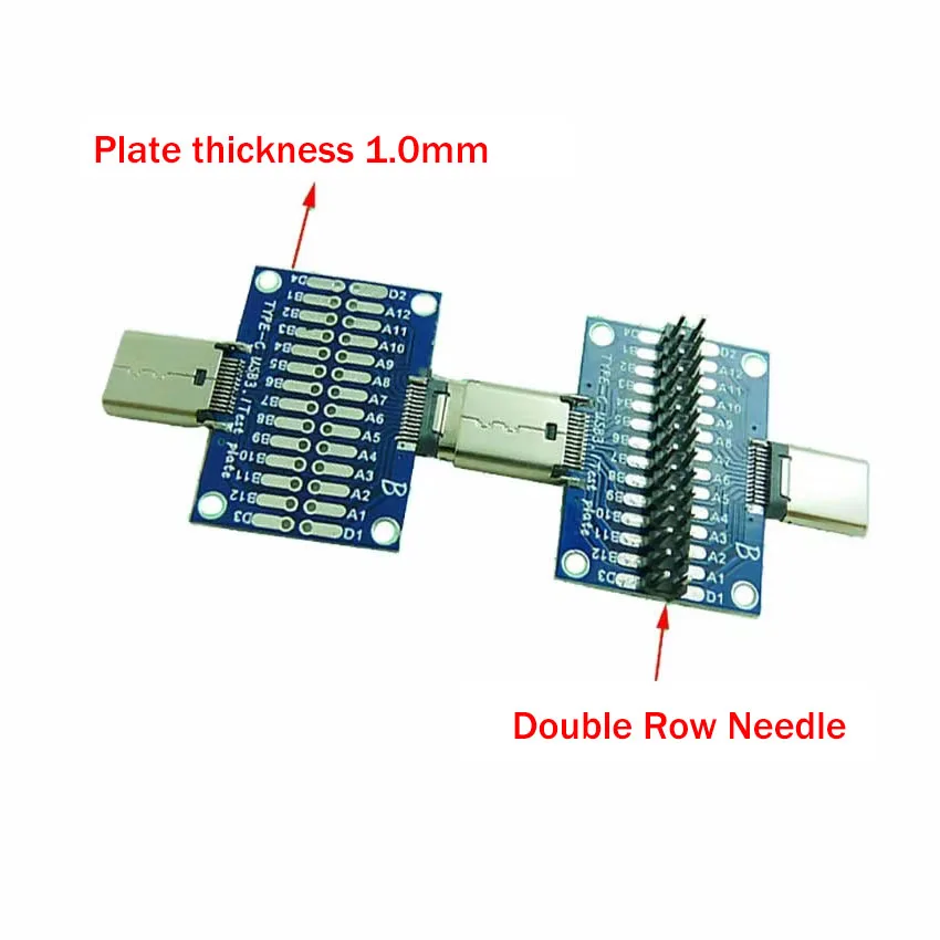 Universal Male to Female Type-C PCB Board with USB 3.1 Port Test Board 14P*2 Pins Adapter Plate Connector for Electronics Testin