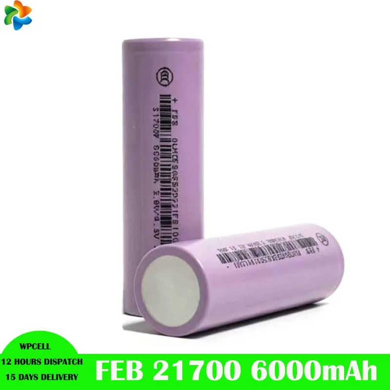 

1-24 шт. Высокоемкостные литиевые аккумуляторы FEB 21700 INR21700 6000 мАч 3.6В 12А, перезаряжаемые, с реальной номинальной емкостью