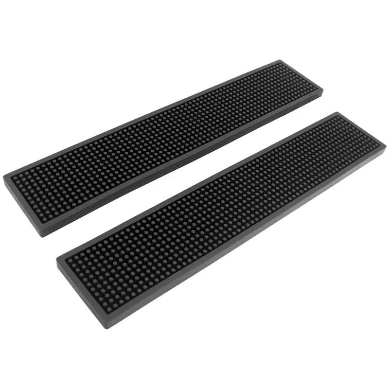AB66-2Pcs PVC Bar Rail Mat, 17.5X3.5 Inch Non-Slip Barbell Service Mat, Heavy Duty Waterproof Drip & Spill Mat For Coffee