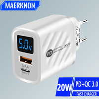 PD 20W USB C Charger Fast Charging Type C Wall Charger For iPhone 14 Samsung Xiaomi Huawei Digital Display Phone Charger Adapter