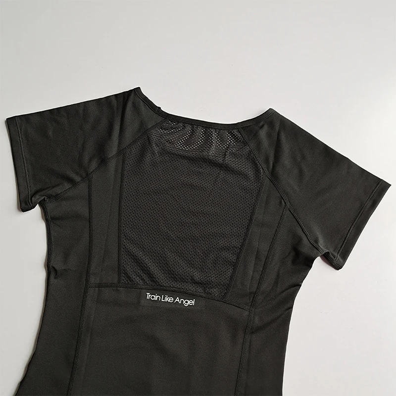 Damen-Sport-T-Shirt mit kurzen Ärmeln, schnelltrocknend, für Jogging, Yoga, Fitness, atmungsaktives Mesh-Gewebe, Rundhals-Pullover-Oberteil – Detail 13