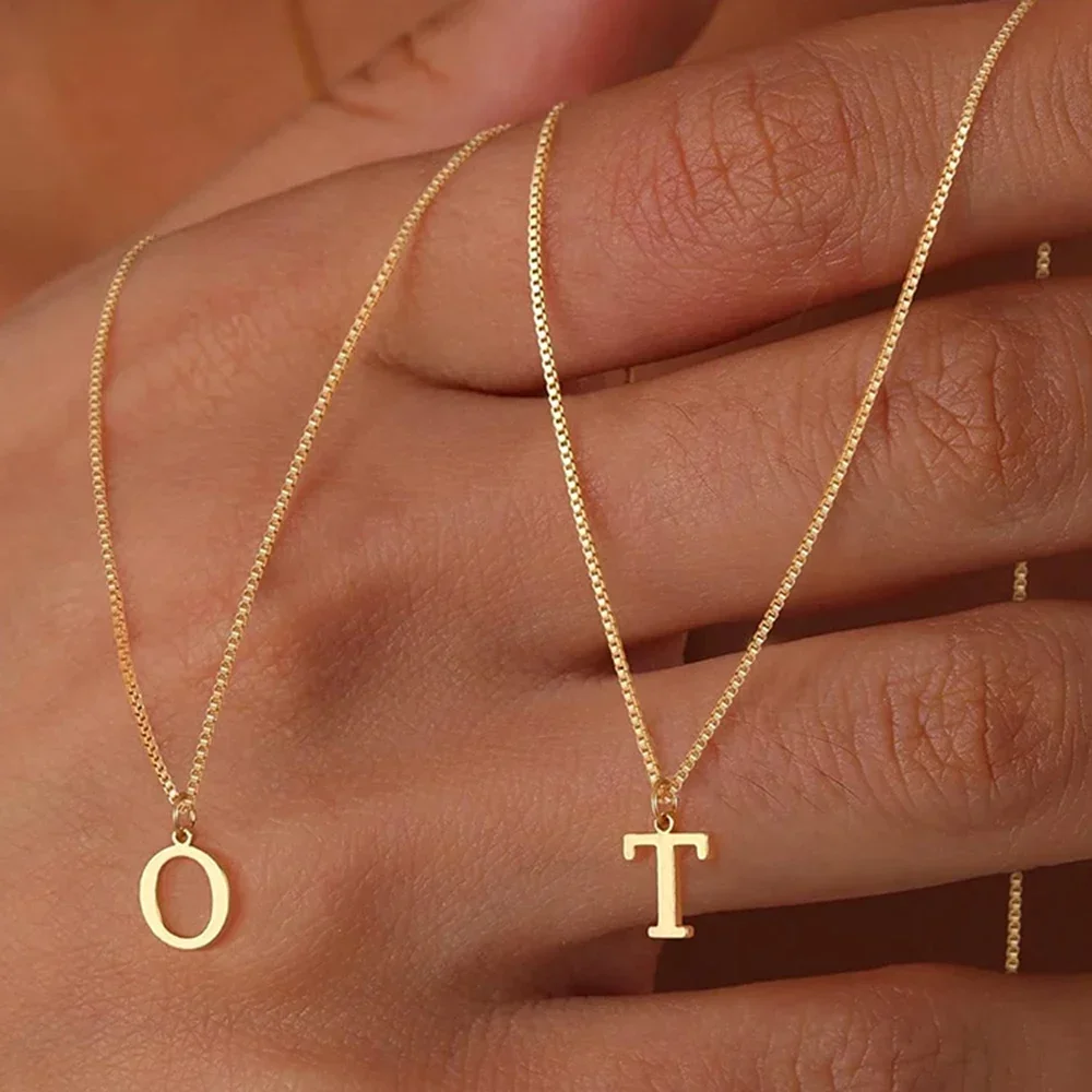 Initial necklace letter pendant chamrs stainless steel Necklace jewelry Women\'s Necklace Box Chain Choker woman trend 2025 gift