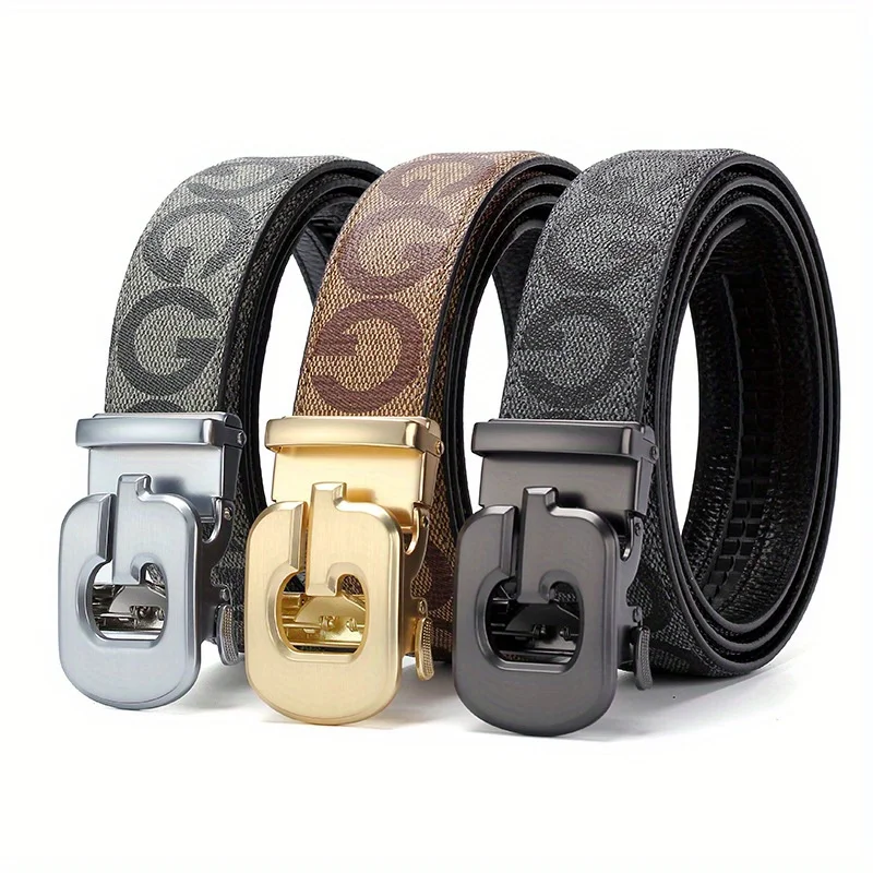 

POYYAS Multicolour Stylish Metal Buckle Belt for Men and Women - Fashionable Daily Decoration Jeans Belt with Fully Automatic Letter Buckle - Perfect Accessory for Business and Casual Accasions