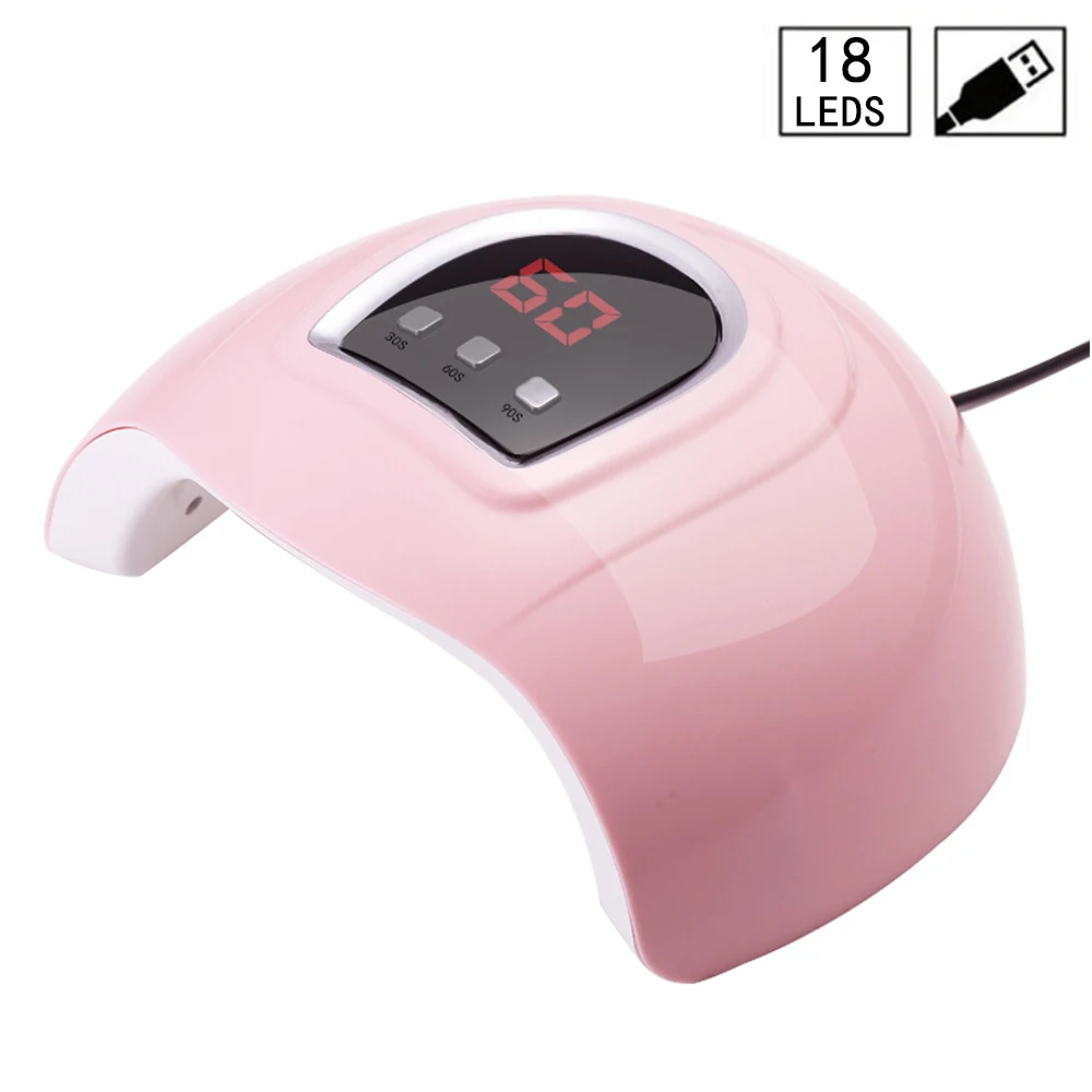 UV light dryer for nail gel with 18 lamp beads 3 timer and led display screen auto sensor nail lamp for home salon nail art use