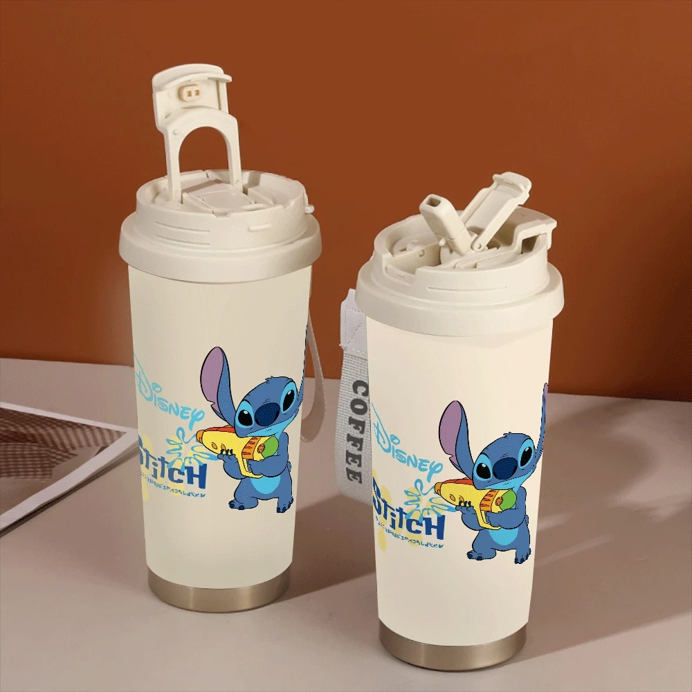 

Lilo Stitch Pattern Water Cup Straw Drinking Women Portable Student Water Cup Lilo&stitch Anime School Portable Handle