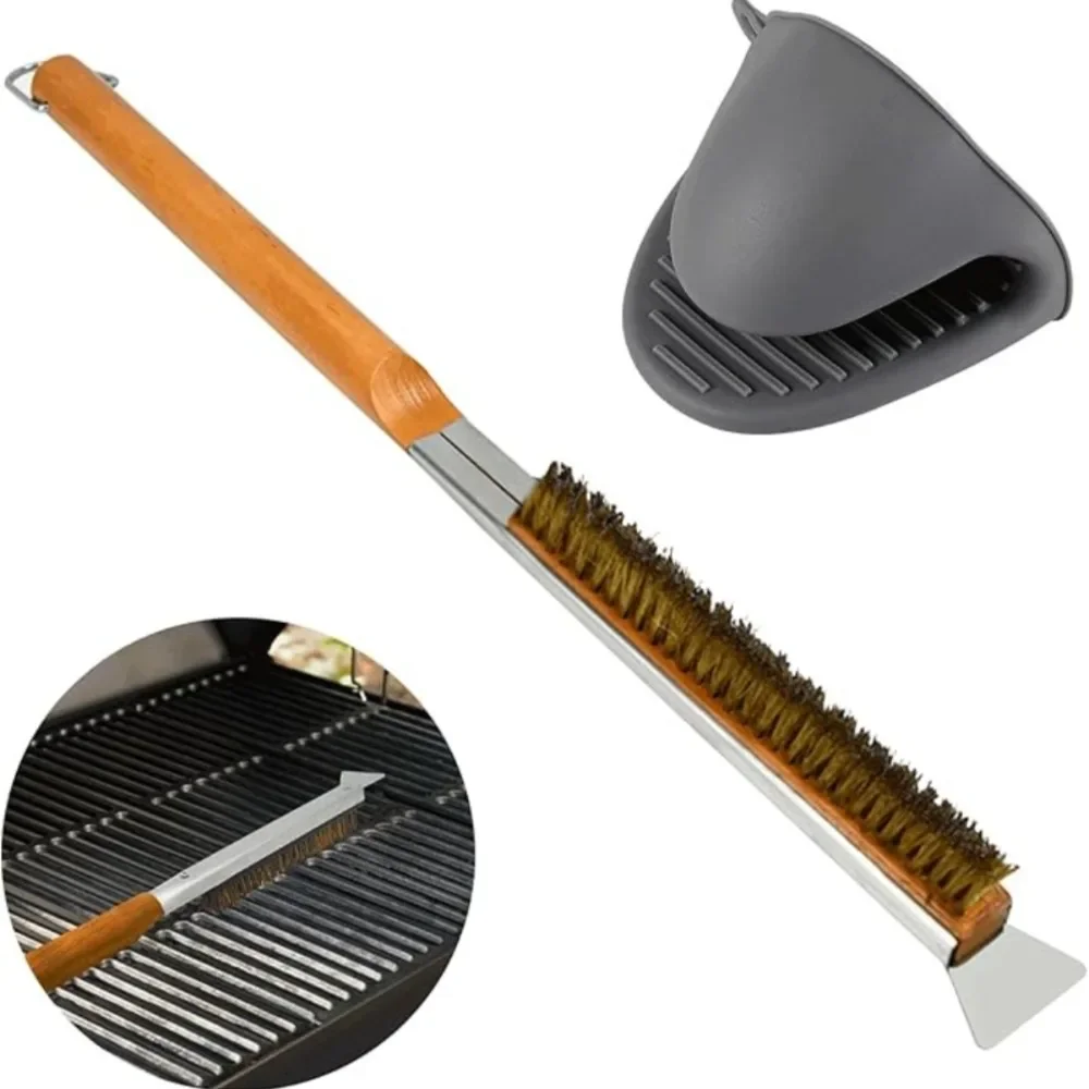 

Щетина для духовки для пиццы, съемная удобная деревянная длинная ручка, щетка для чистки гриля, щетка для небольшой духовки, кухонные инструменты, чистка