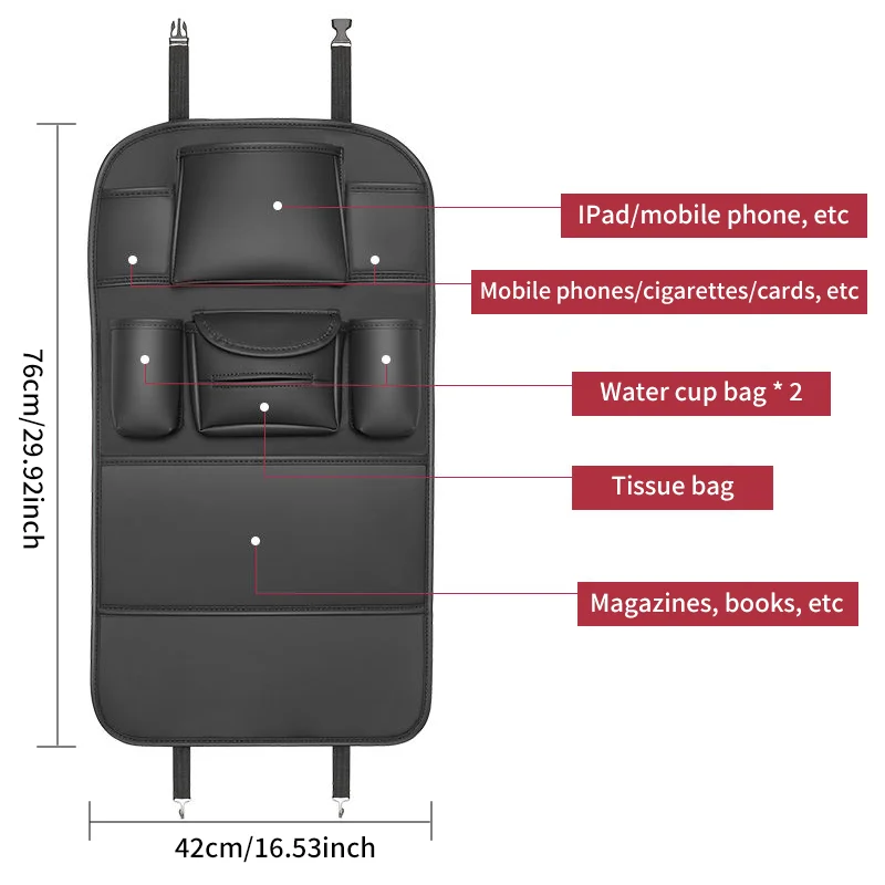 

Car Seat Back Storage Bag All in one Car Organizer Hanging Bag with Tissue Cup Holder Anti Kick Pad for Chery/Honda/Mitsubishi