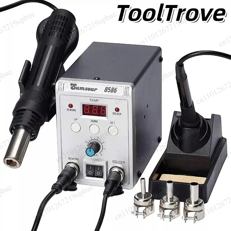 760W 8586 2‑in‑1 Soldering Station Hot Air Gun SMD BGA Rework Desoldering Tool for Phone Repair