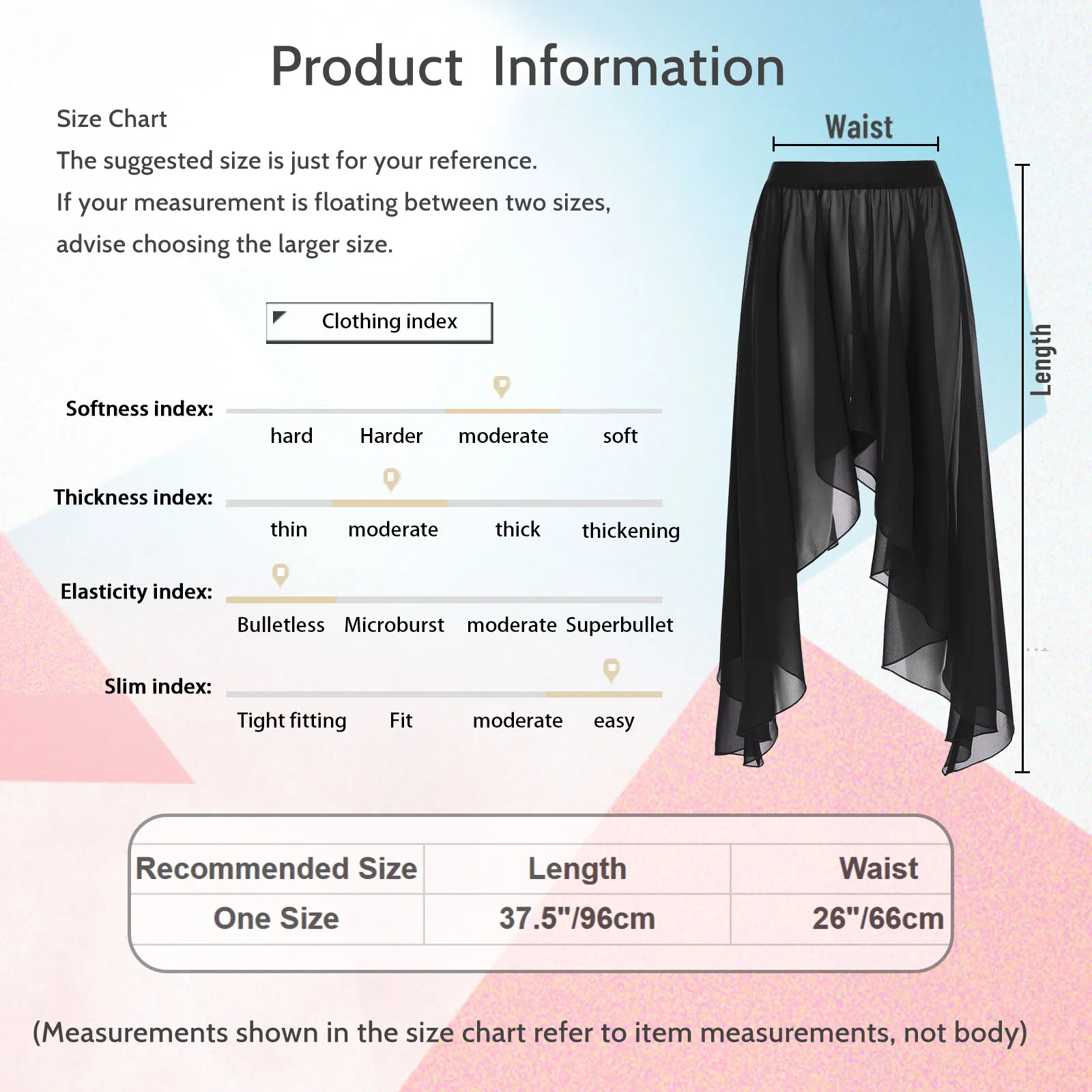 Jupe de danse du ventre en mousseline de soie pour femmes, robe courte, ourlet semi-transparent, document solide, ceinture élastique, vêtements de danse