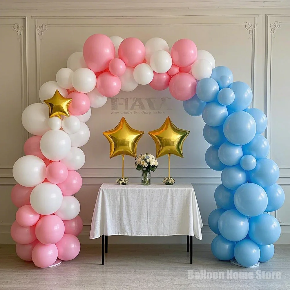 114pcs Birthday Party Balloons Garland Arch Kit Baby Shower Balloon Pink Blue White Ballon Bridal Anniversary Wedding Decoration